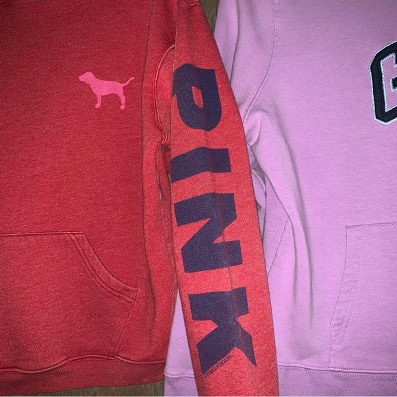 Women’s Junior M VICTORIA SECRET PINK GAP Vintage Pullover Hoodies Red Lavender - Picture 3 of 15